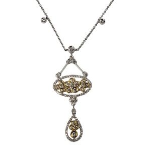 Vintage 18 Karat Two Tone Gold and Diamond Pendant Necklace #13561